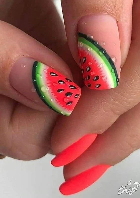 مدل ناخن شب یلدا هندوانه